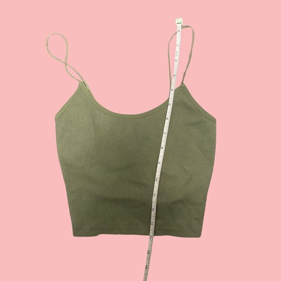 Streetwear Society Olive Green Ribbed Cropped Tank Top (Size S) - Picture 3 of 5